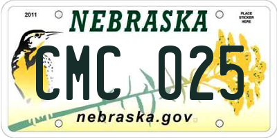 NE license plate CMC025