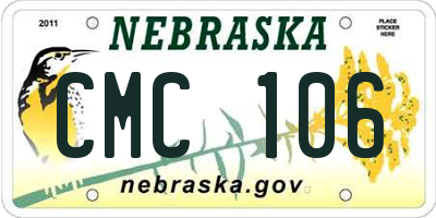 NE license plate CMC106