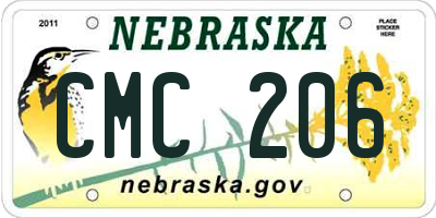 NE license plate CMC206
