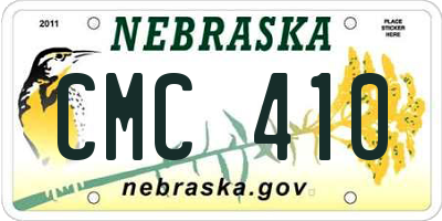 NE license plate CMC410