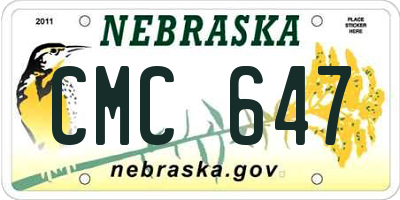 NE license plate CMC647