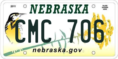 NE license plate CMC706