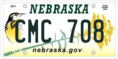 NE license plate CMC708