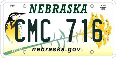 NE license plate CMC716