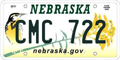 NE license plate CMC722