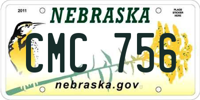 NE license plate CMC756