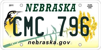 NE license plate CMC796