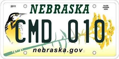 NE license plate CMD010