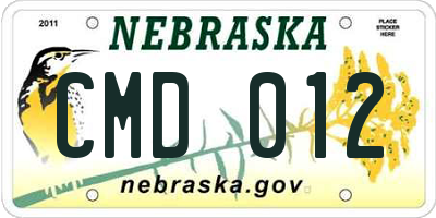 NE license plate CMD012