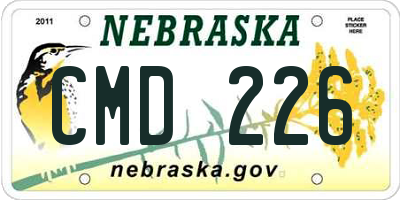 NE license plate CMD226