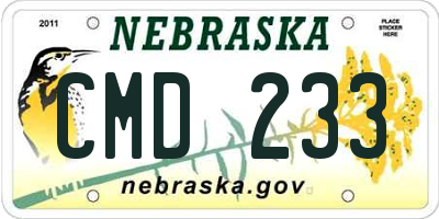 NE license plate CMD233