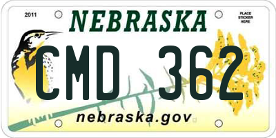 NE license plate CMD362
