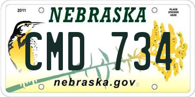 NE license plate CMD734