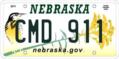 NE license plate CMD911
