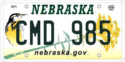 NE license plate CMD985