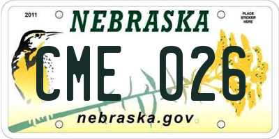 NE license plate CME026