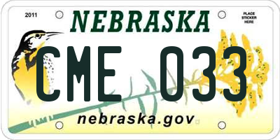 NE license plate CME033