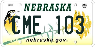 NE license plate CME103