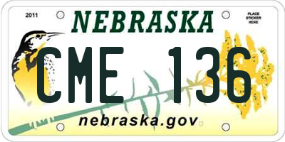 NE license plate CME136