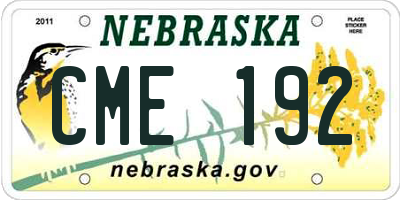 NE license plate CME192