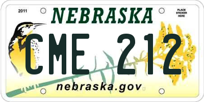 NE license plate CME212