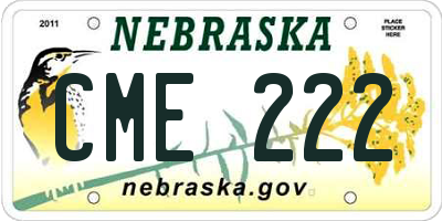 NE license plate CME222