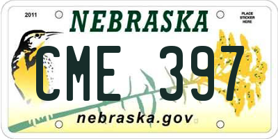 NE license plate CME397