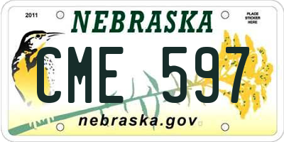 NE license plate CME597