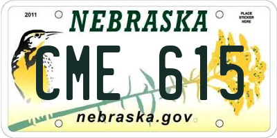 NE license plate CME615
