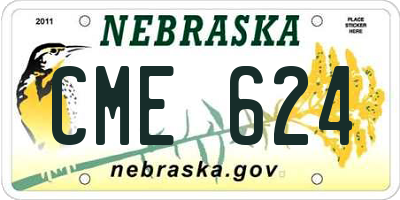 NE license plate CME624