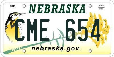 NE license plate CME654