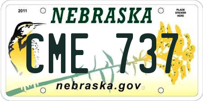 NE license plate CME737