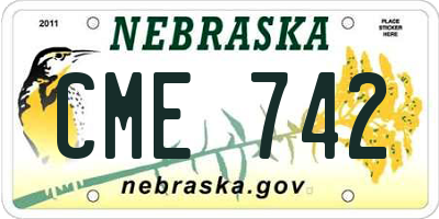 NE license plate CME742
