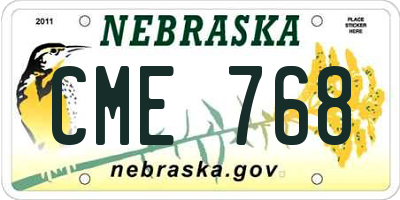NE license plate CME768