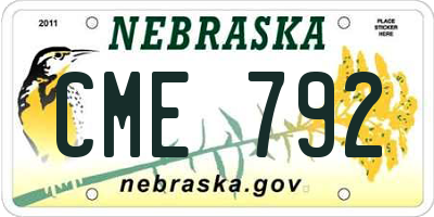 NE license plate CME792