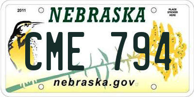 NE license plate CME794