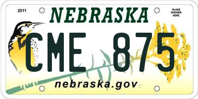 NE license plate CME875