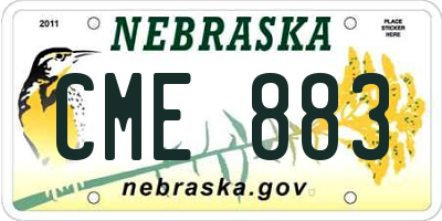 NE license plate CME883