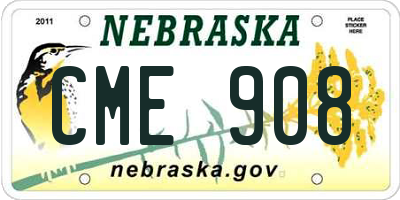 NE license plate CME908
