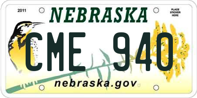 NE license plate CME940