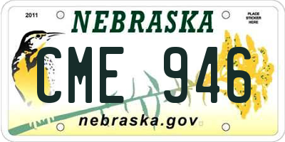NE license plate CME946