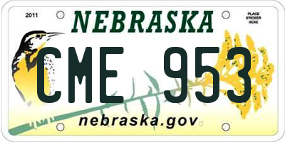 NE license plate CME953