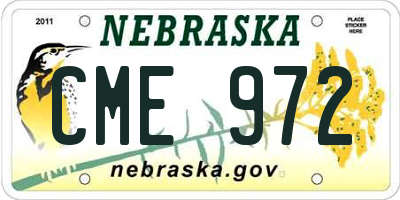NE license plate CME972