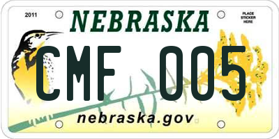 NE license plate CMF005