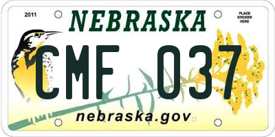 NE license plate CMF037