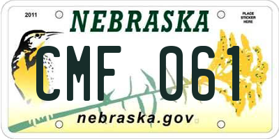 NE license plate CMF061