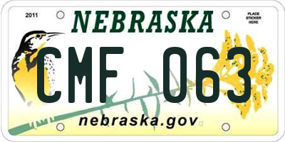 NE license plate CMF063