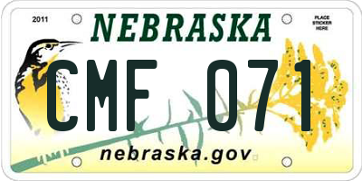 NE license plate CMF071