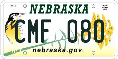 NE license plate CMF080
