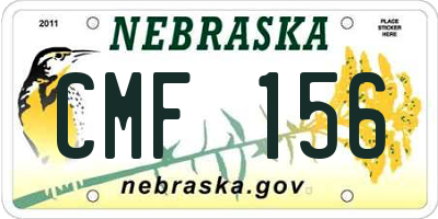 NE license plate CMF156